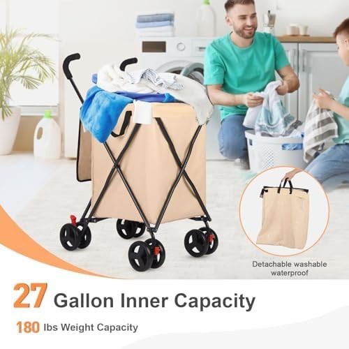 Heavy Duty 4 Wheel Shopping Trolley Foldable Steel Cart 120lb