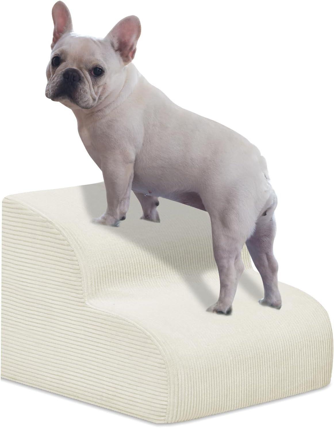 2-Step Dog Stairs Ramp High-Density Foam Pet Steps H:11.8" Beige