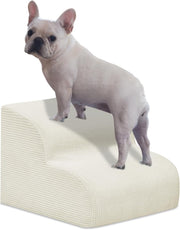 2-Step Dog Stairs Ramp High-Density Foam Pet Steps H:11.8" Beige