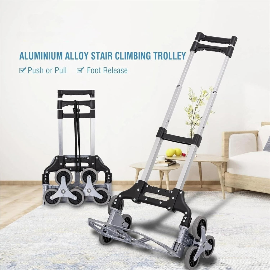 75kg Stair Climbing Hand Truck Folding Aluminium 6 Wheel Cart