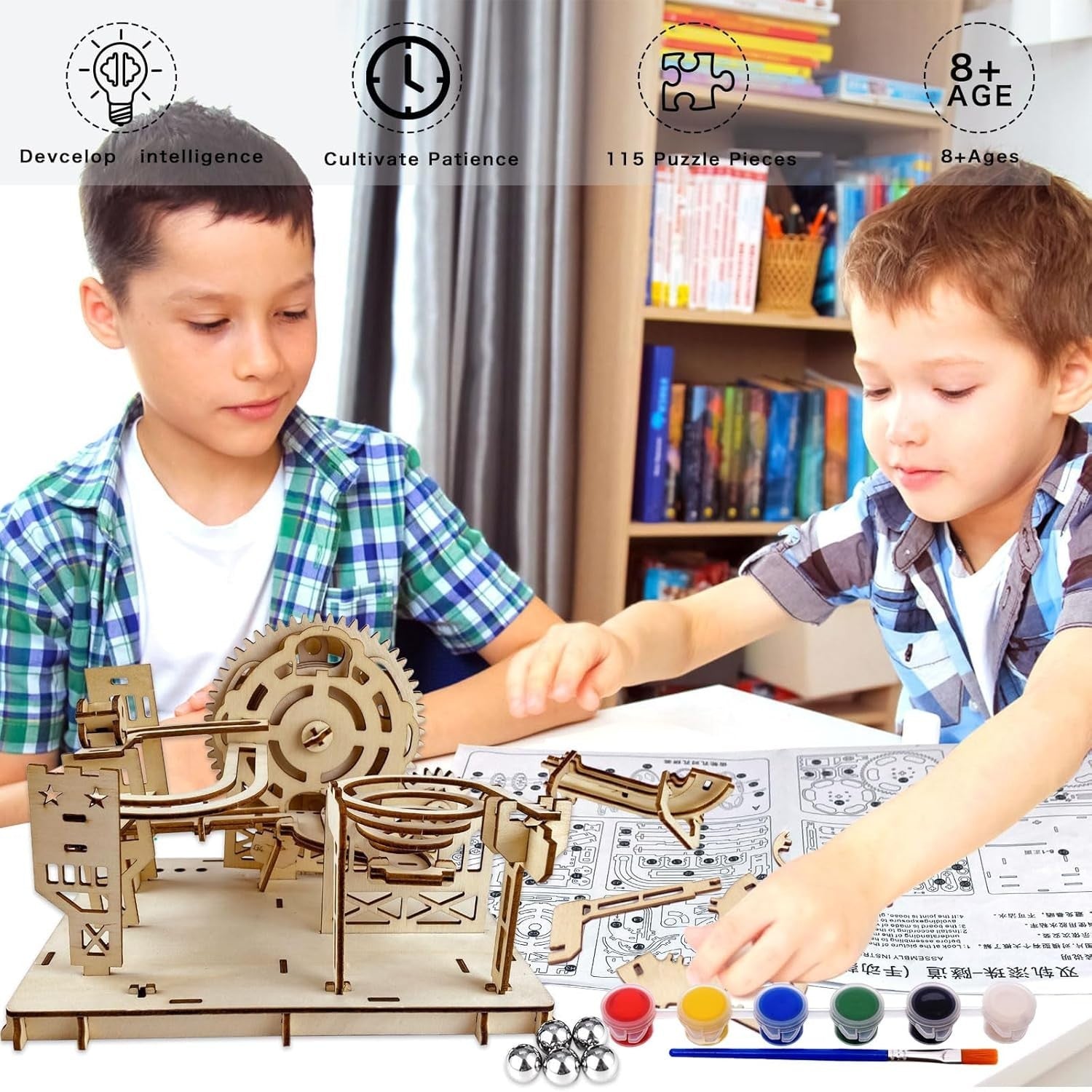 3D Wooden Marble Run Puzzle DIY Mechanical Model Kit for Adults & Teens