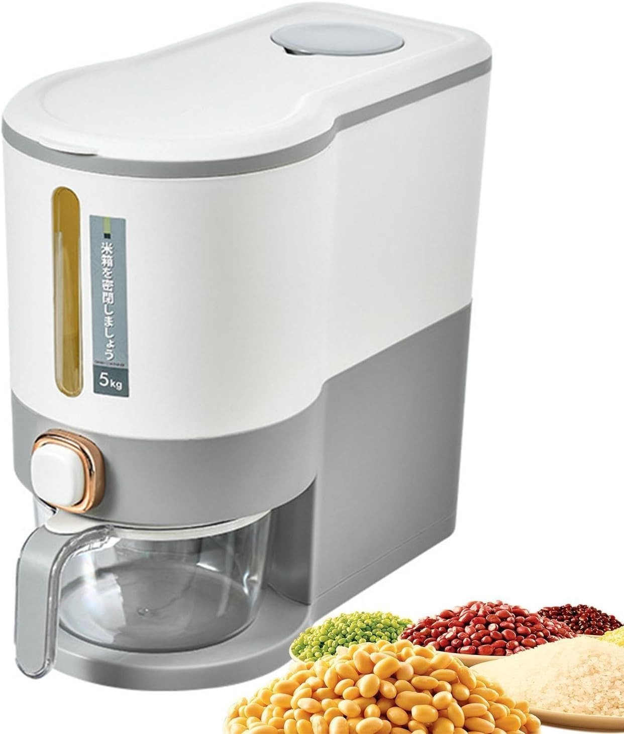 10KG Rice Dispenser Storage Container with Measuring Cup Grain Cereal Bin