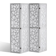 4 Panel White Carved Wood Folding Room Divider Privacy Screen 162x170cm