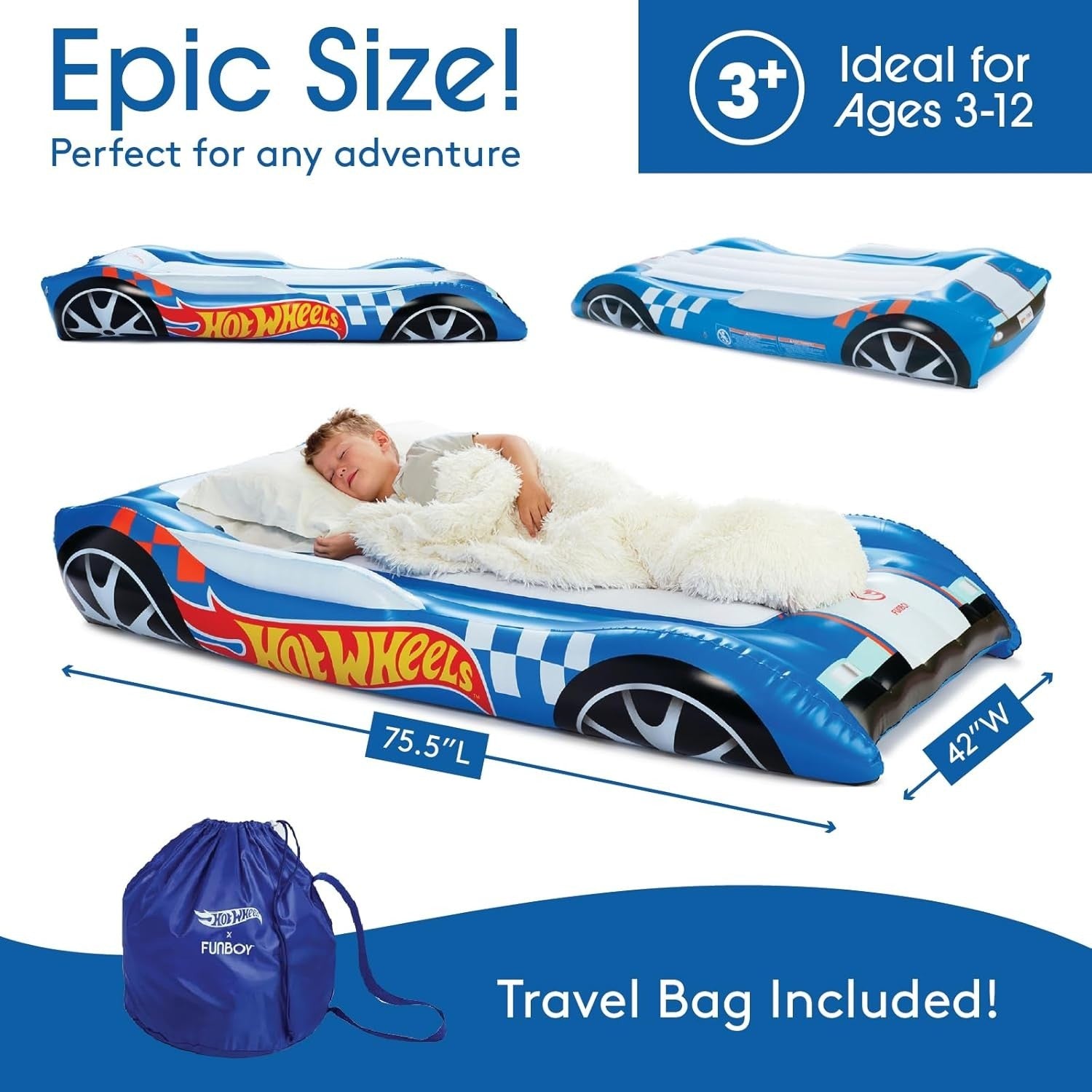Kids Air Mattress Twin Bed – Sleepover Flocked Inflatable with Carry Bag