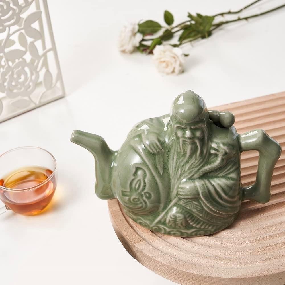 Magic Ceramic Teapot Secret Compartment Tea Kettle 16oz Dual Pour Pot