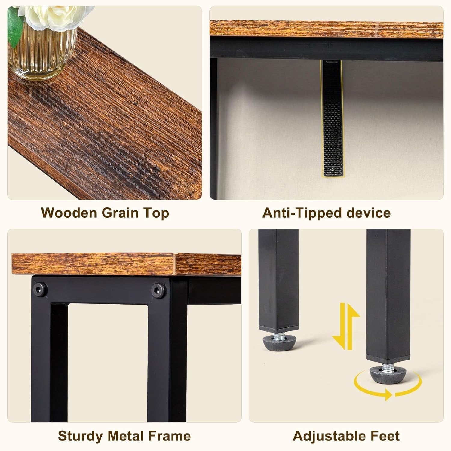 Slim Console Table with Power Outlets & USB, Space-Saving Hallway Desk, 15x100x7