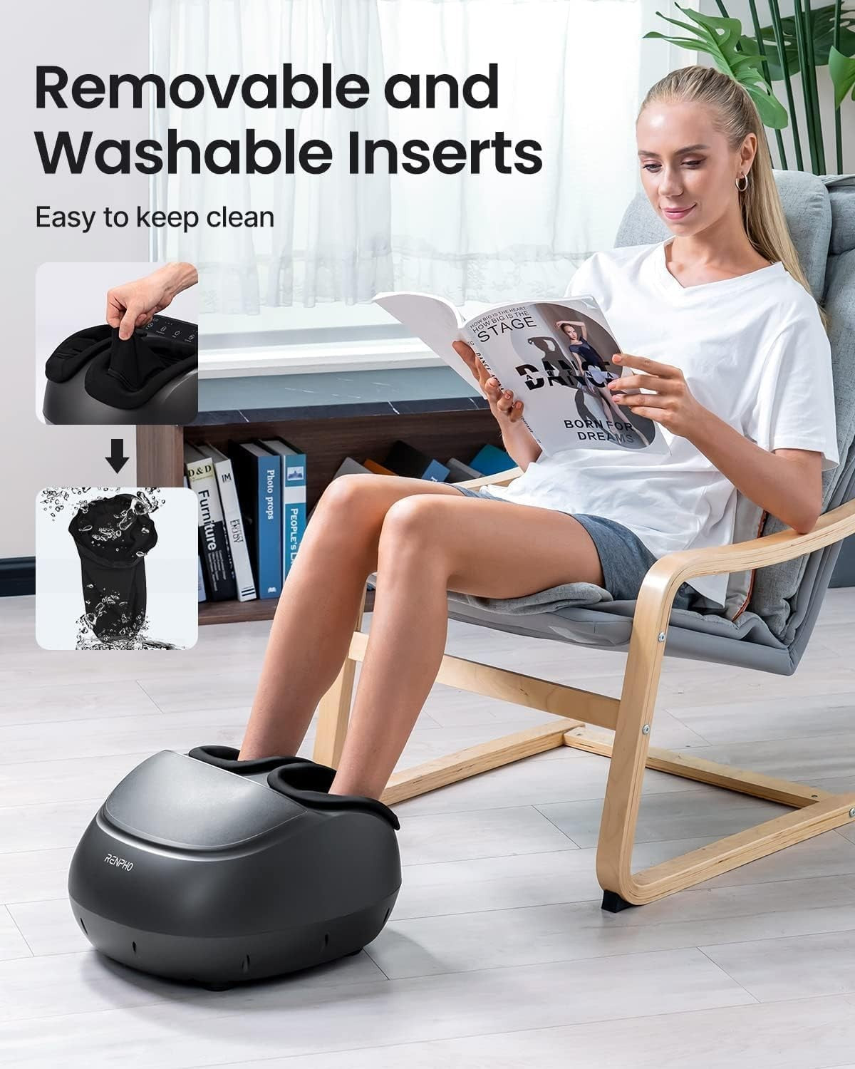 Deep Kneading Electric Foot Massager with Heat, Compression & Remote Control