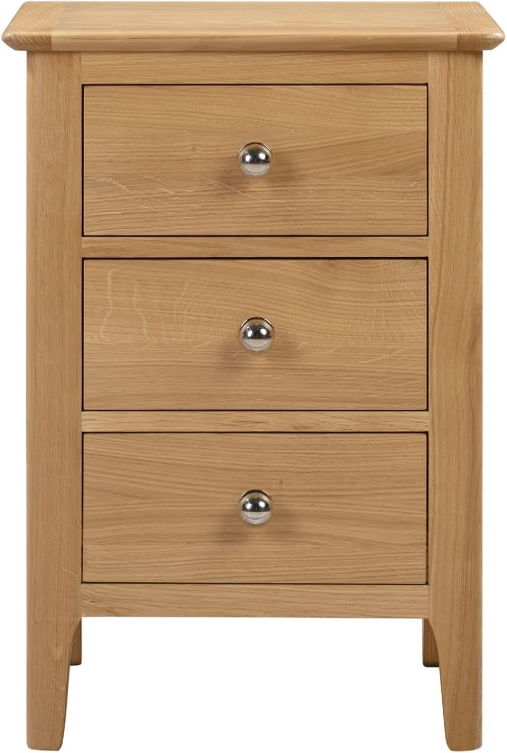 Solid Oak 3 Drawer Bedside Table | Natural Wood Nightstand with Storage