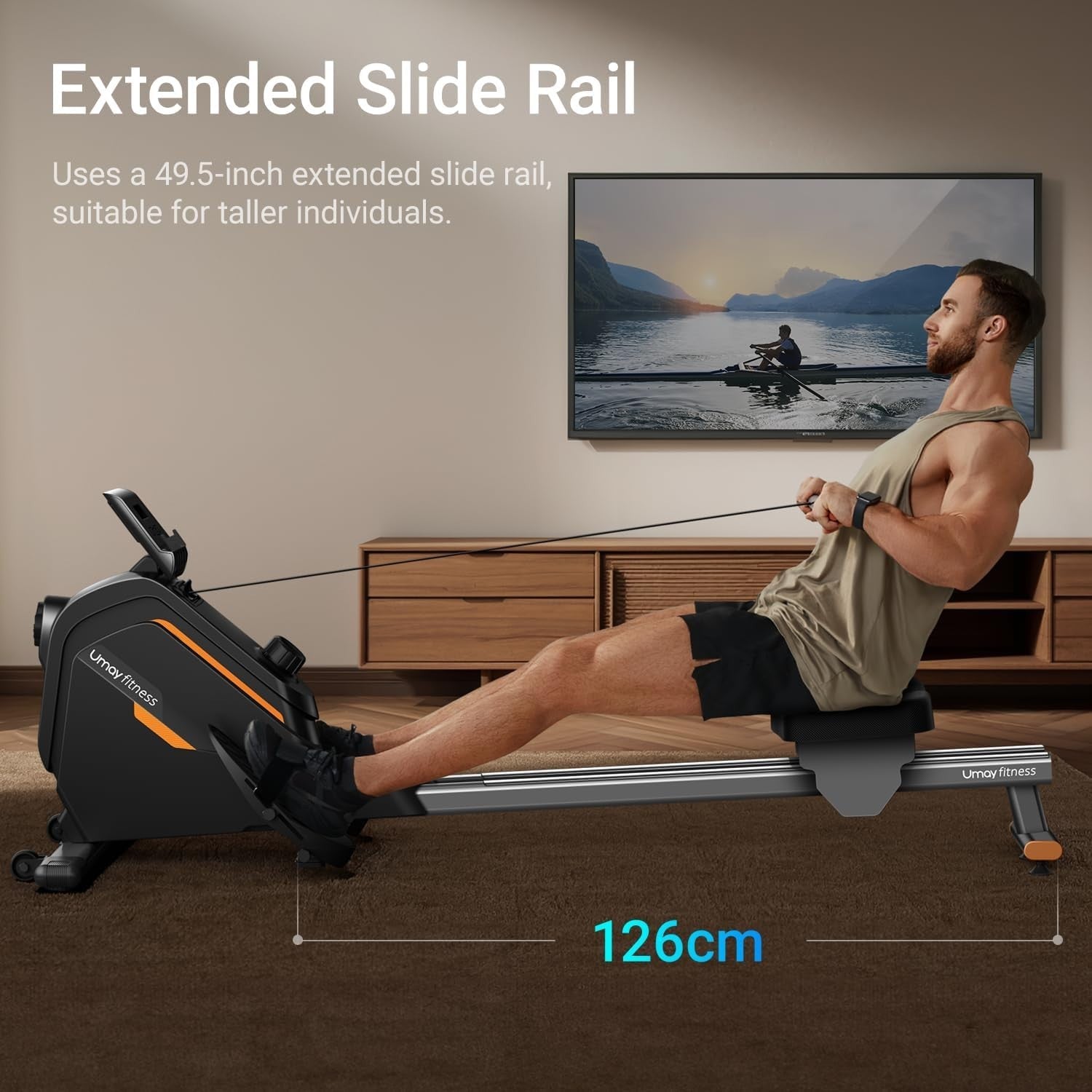 Magnetic Rowing Machine Quiet 16-Level Dual Rail LCD Heavy Duty Home Fitness
