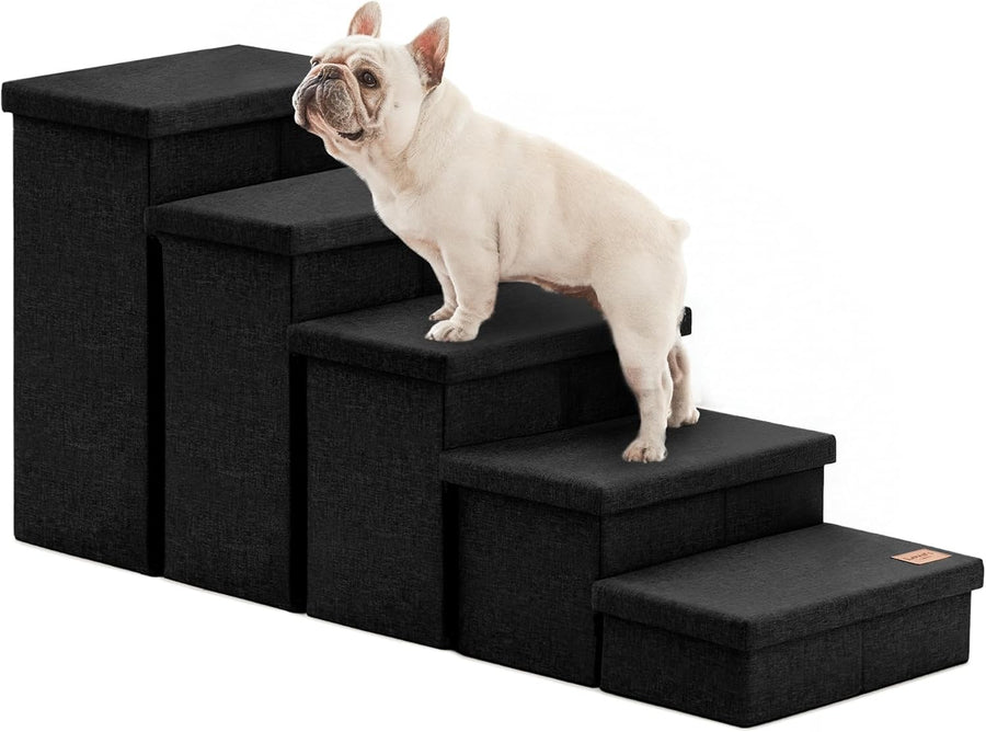 5 Step Dog Stairs with Storage Foldable Pet Steps 22" High 200lb