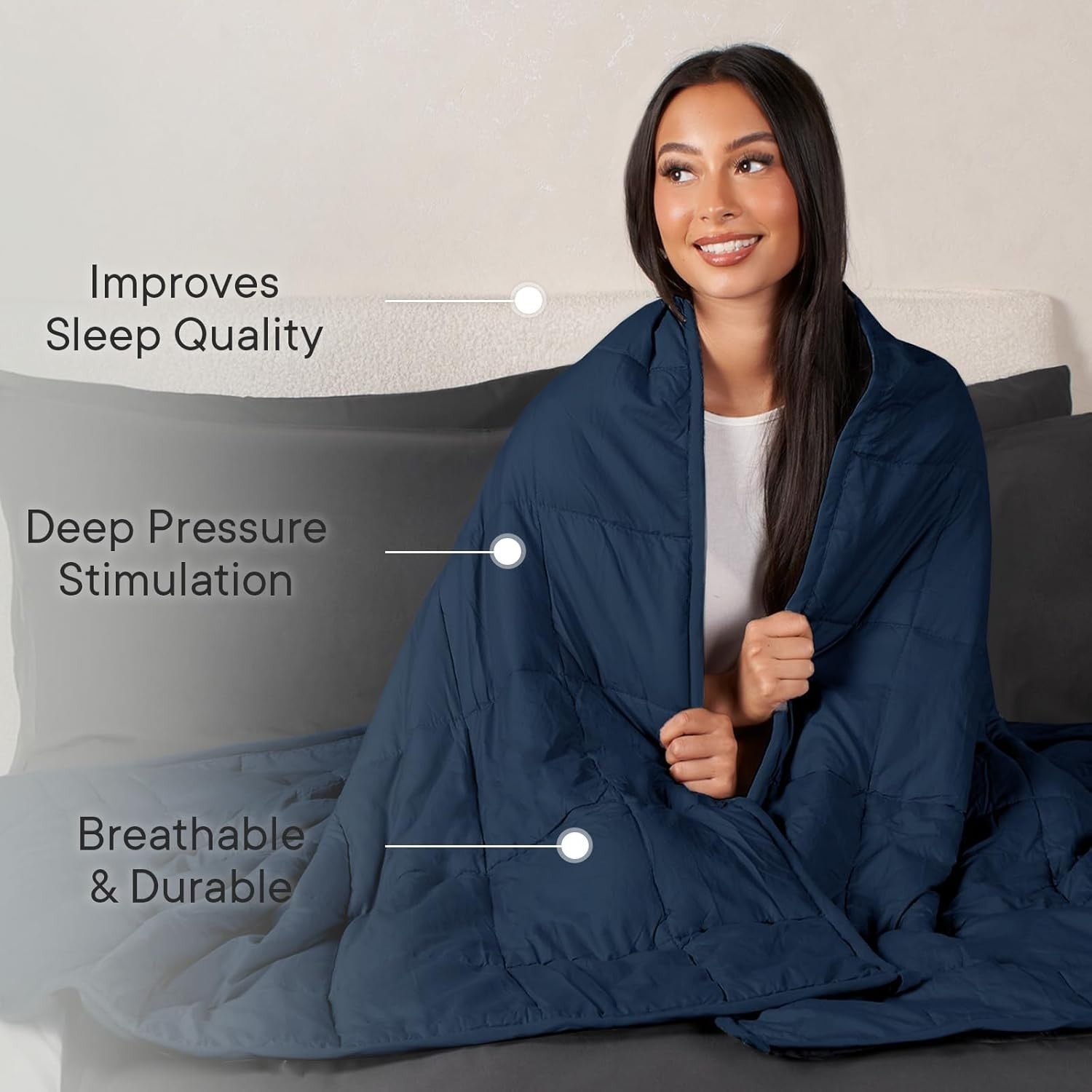 Weighted Blanket Adults Navy Blue 4kg 125x150cm Calming Sleep Aid