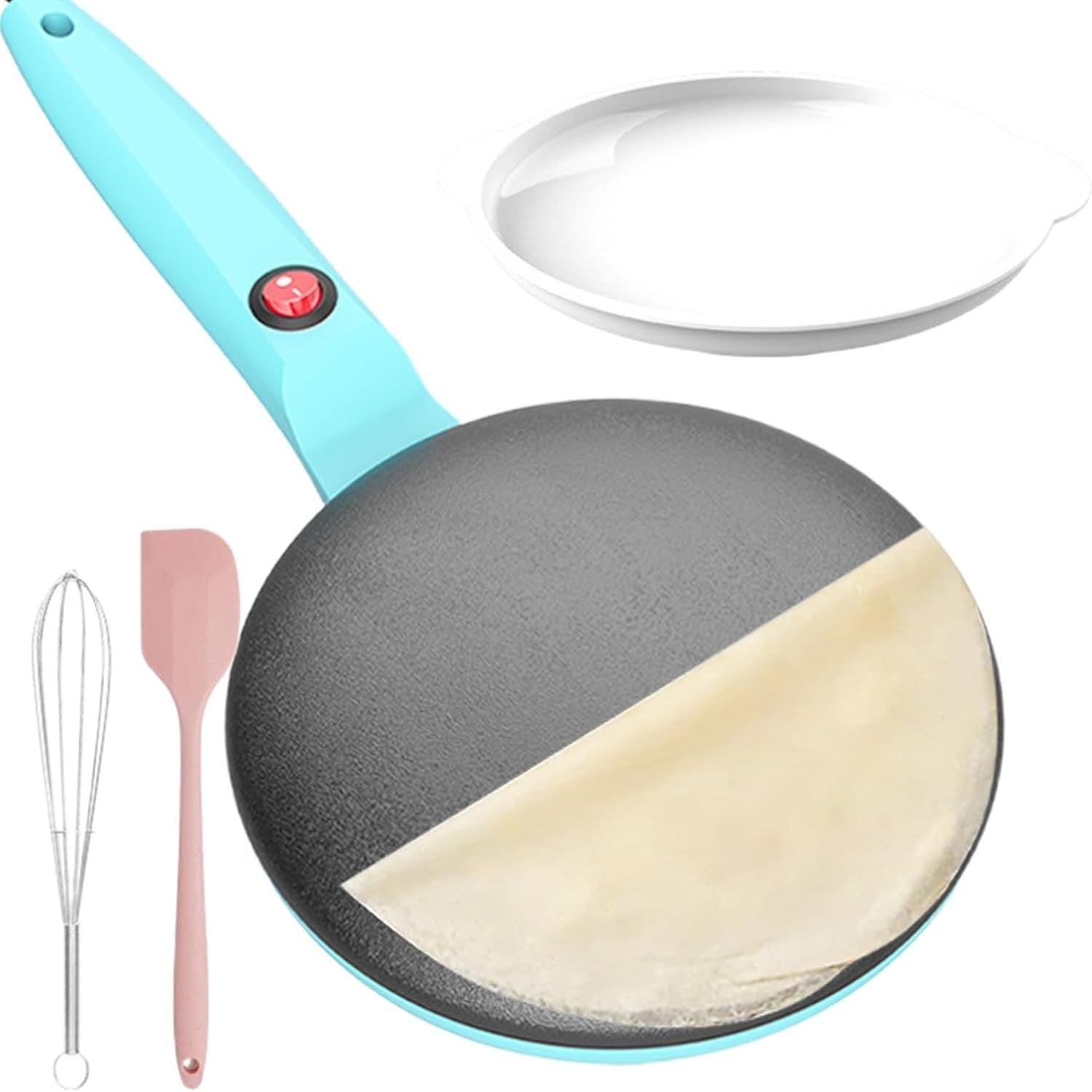 8" Electric Crepe Maker Non-Stick | Auto Temp | Portable (Green)