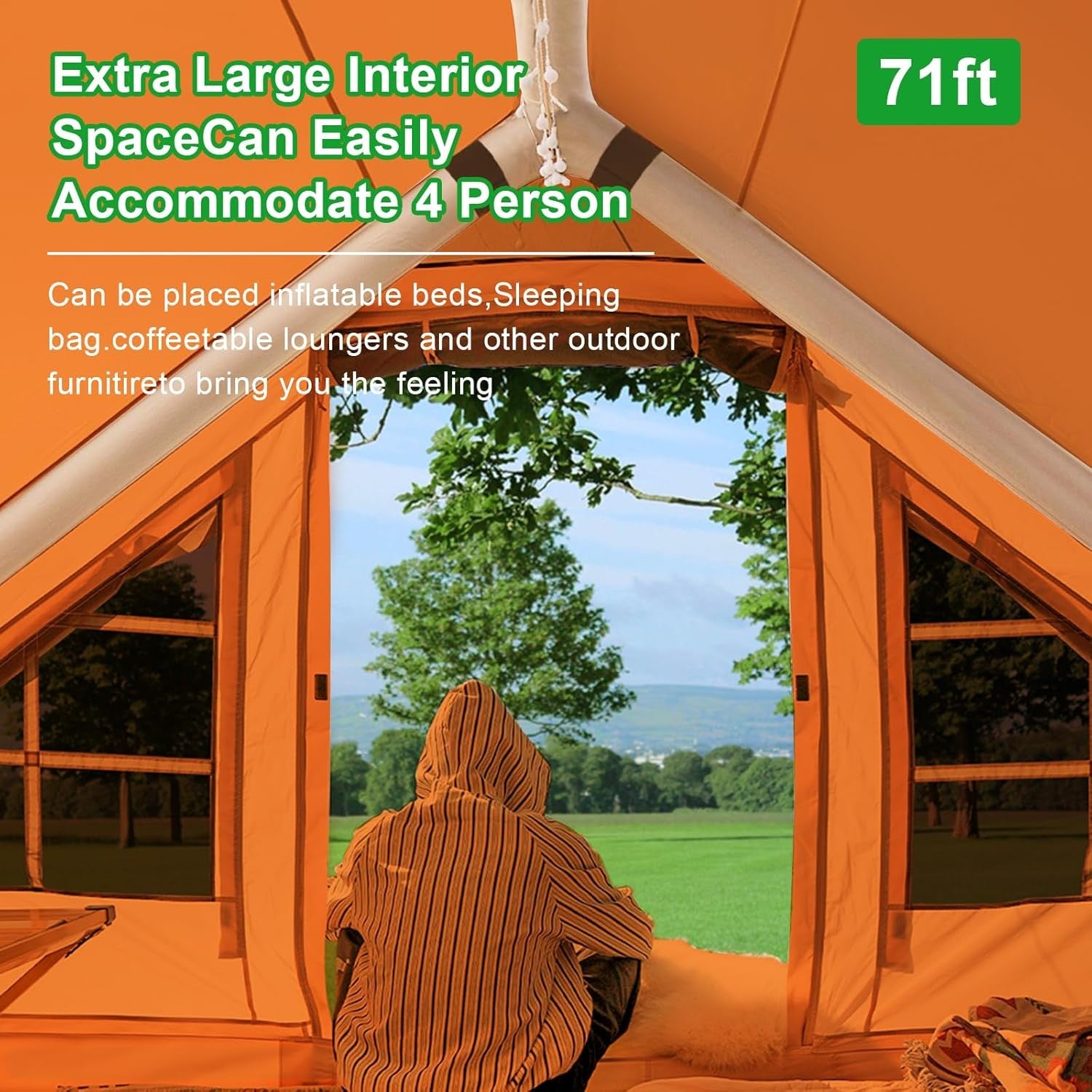 4 Person Inflatable Camping Tent with Pump Waterproof Air House