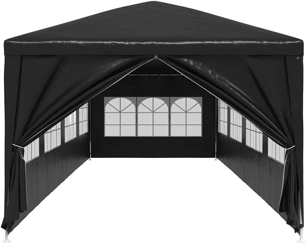 12x3m Anthracite Party Tent Gazebo Marquee PE Canopy Steel Frame Sides