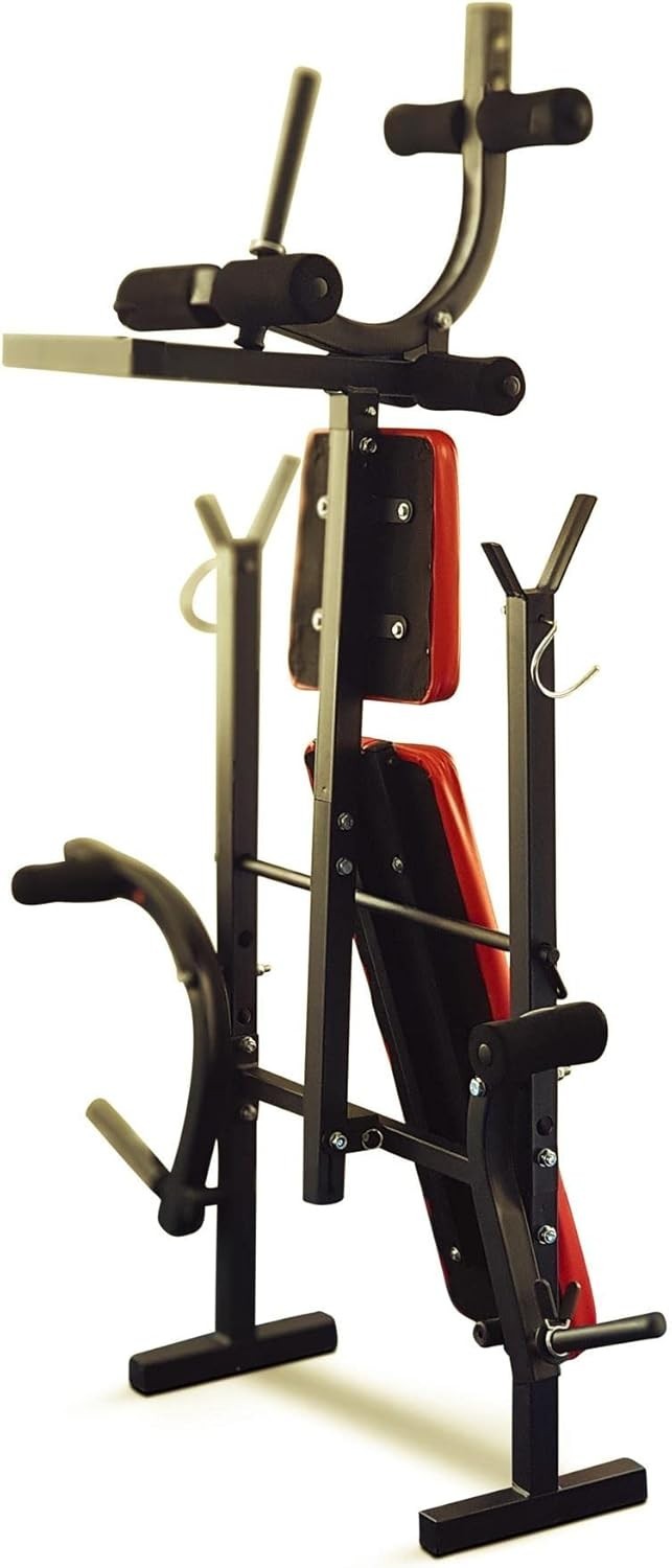 Adjustable Bench Press With Barbell Rack Foldable Home Gym Trainer