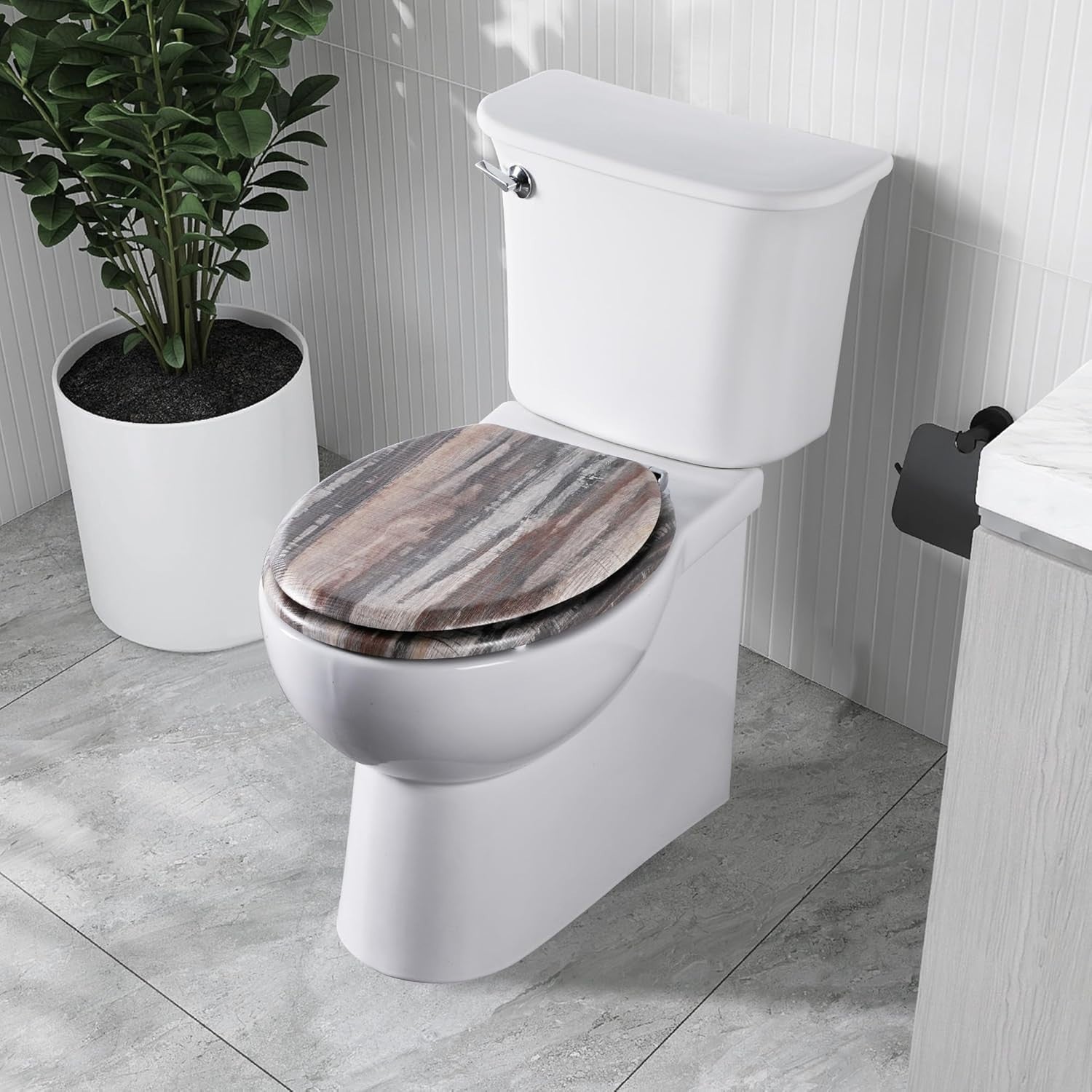 Soft Close Wooden Toilet Seat | Quick Release Adjustable Hinges 45x37cm Oval