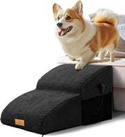 Black 2 Step Dog Ramp Stairs High Density Foam 55x40x30cm