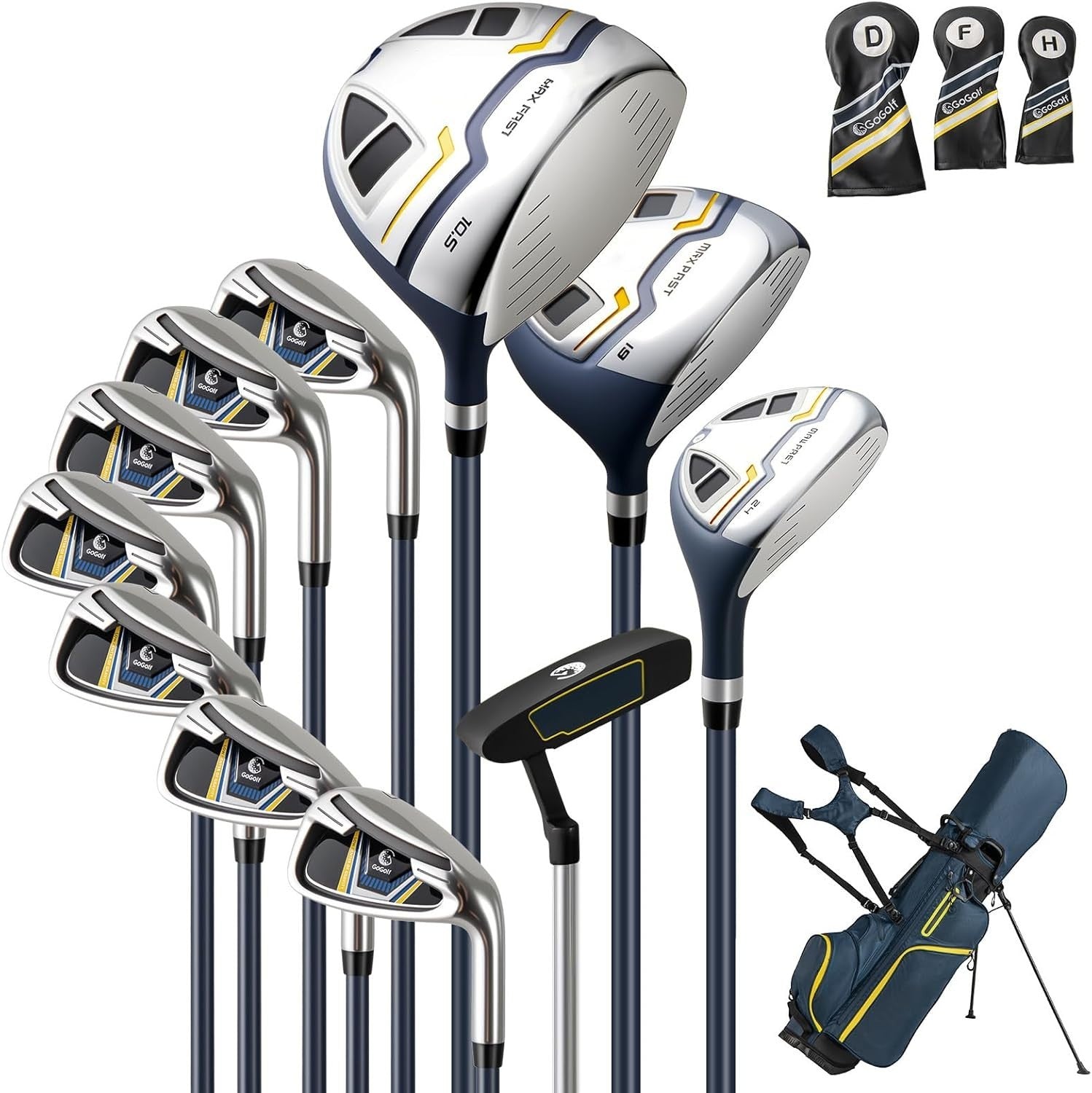 Mens Right Hand Golf Club Set 12pc Driver Fairway Hybrid Irons Bag