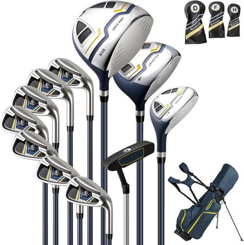 Mens Right Hand Golf Club Set 12pc Driver Fairway Hybrid Irons Bag