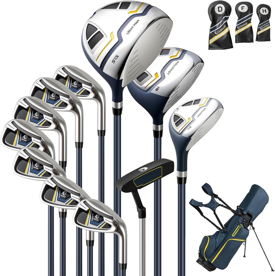 Mens Right Hand Golf Club Set 12pc Driver Fairway Hybrid Irons Bag