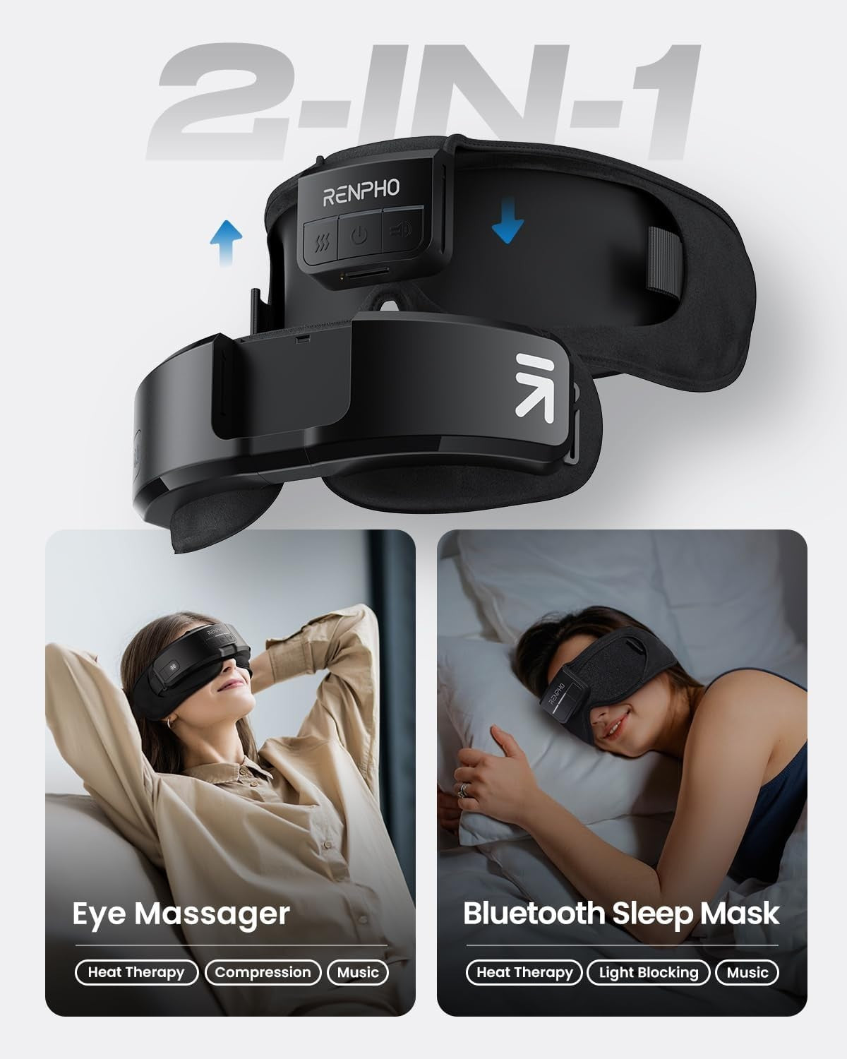 Heated Eye Massager Mask Sleep Stress Relief Dry Eyes Fatigue Bluetooth