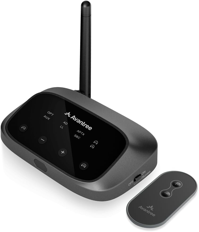 Black Bluetooth TV Transmitter – Dual Headphone aptX Adaptive Oasis
