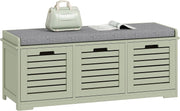 Green Shoe Storage Bench with Cushion & 3 Drawers – Modern Hallway Seat
