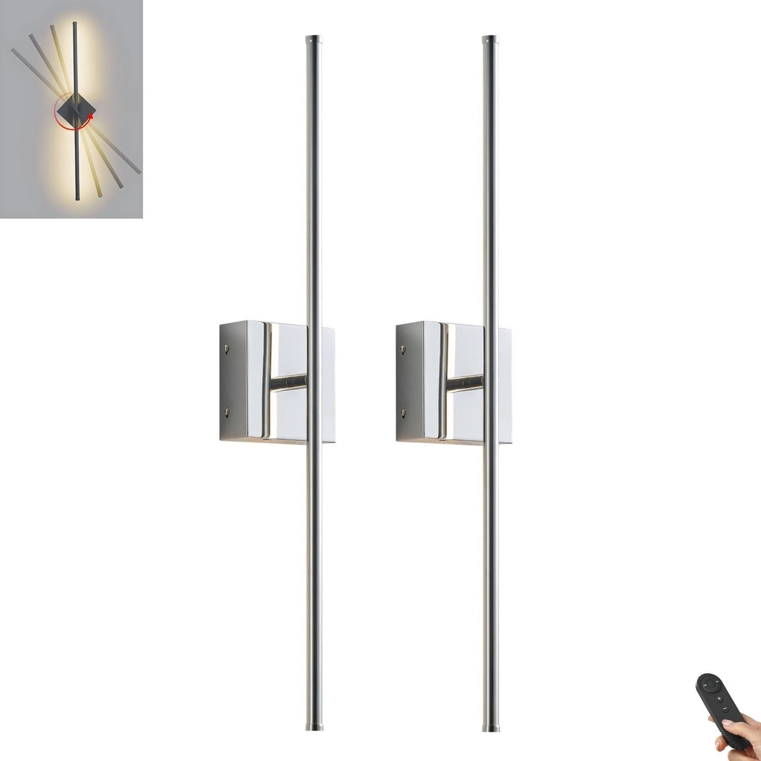 Battery Operated LED Wall Sconce with Remote, Dimmable, USB Rechargeable
