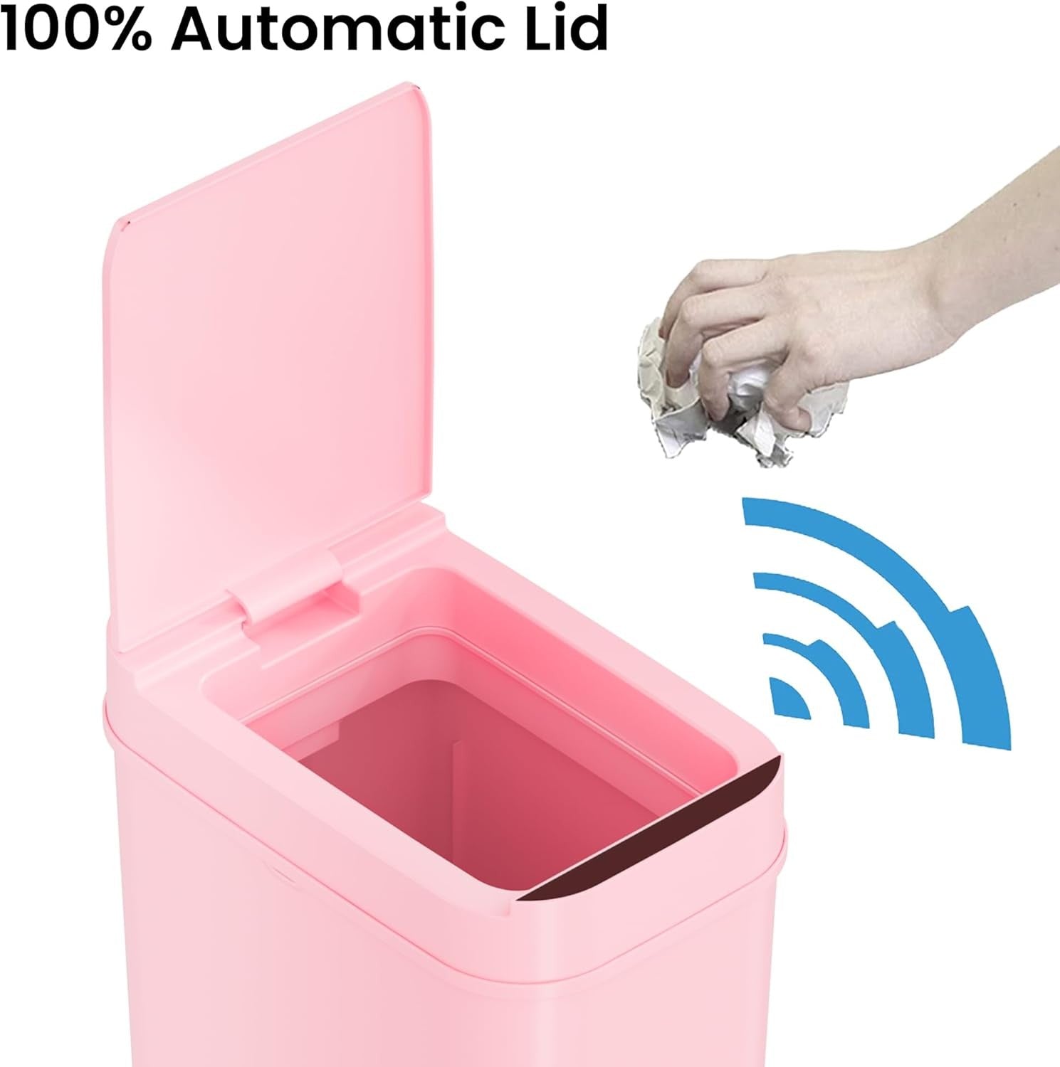 3 Gallon Touchless Sensor Trash Can Slim Bathroom Bin Pink