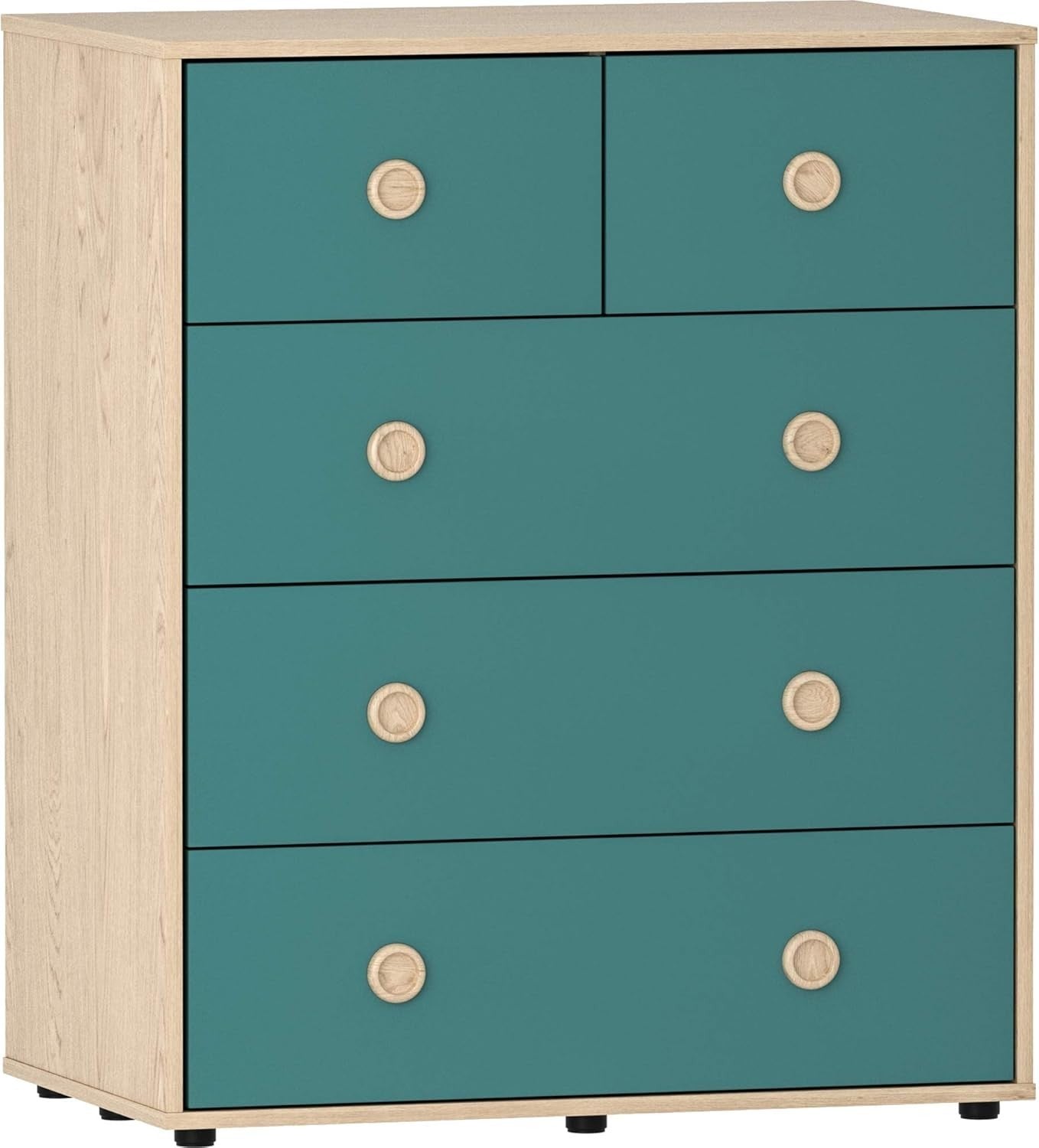 3 Piece Kids Bedroom Furniture Set – Wardrobe, Chest, Bedside Table Blue Oak