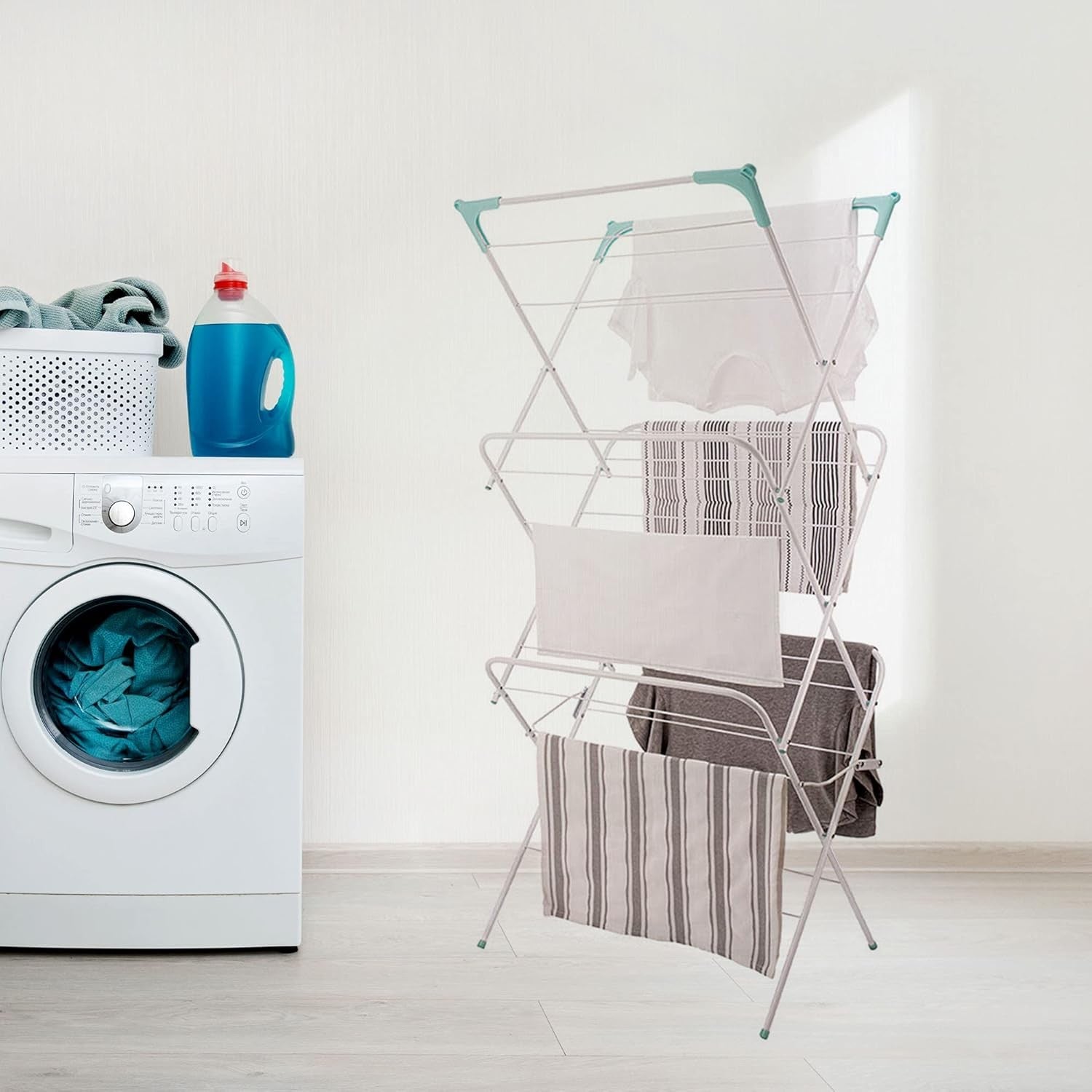 3 Tier Clothes Folding Laundry Drying Rack Indoor Outdoor Space Saving