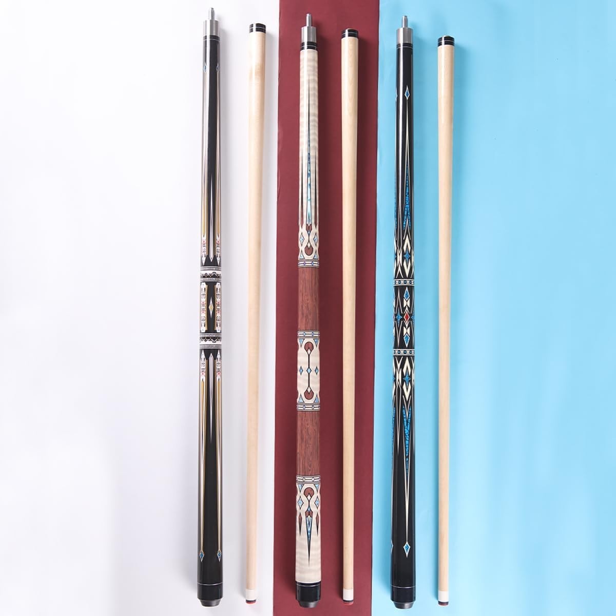 58in 2 Piece Maple Pool Cue 13mm Leather Tip 19/20oz Gift Kit