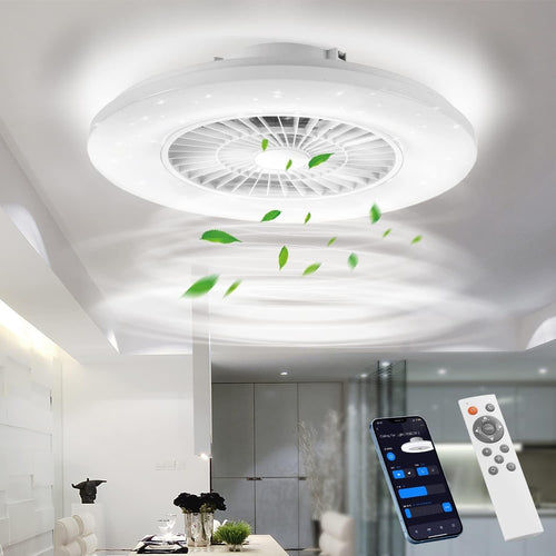 Smart LED Ceiling Fan Light, Stepless Speed & Dimming 3000-5500K, 60CM White