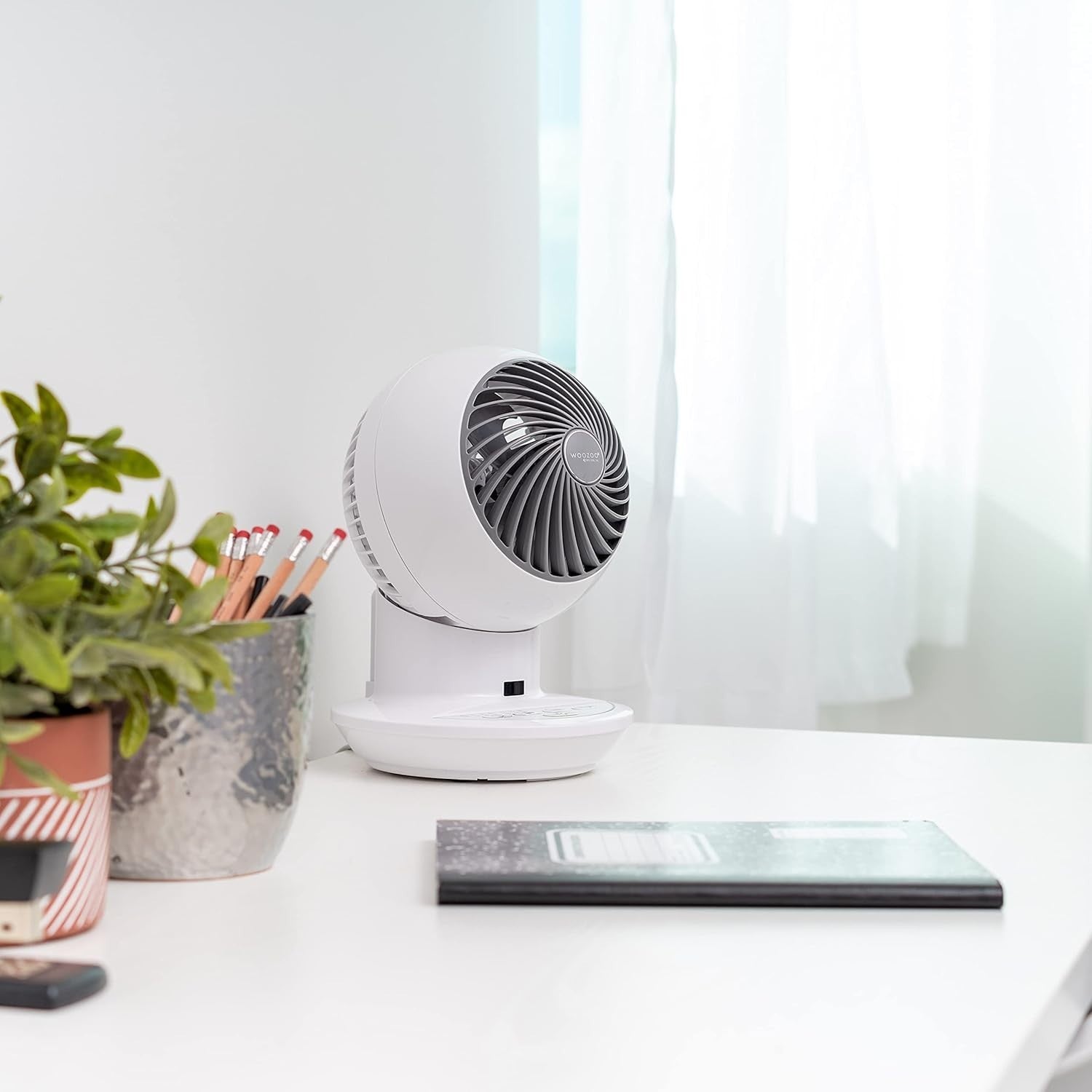 Mini Air Circulator Fan Quiet 3 Speed Remote Control Oscillating Adjustable Tilt