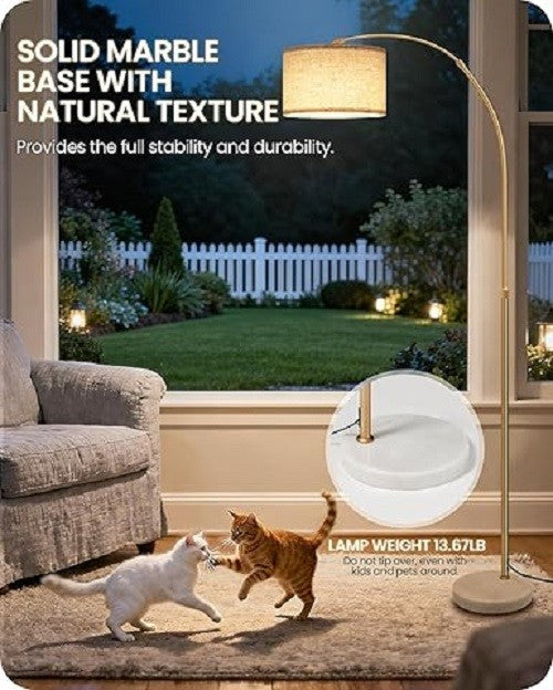Arc Floor Lamp Dimmable LED Remote Control Height Adjustable Corner Standing