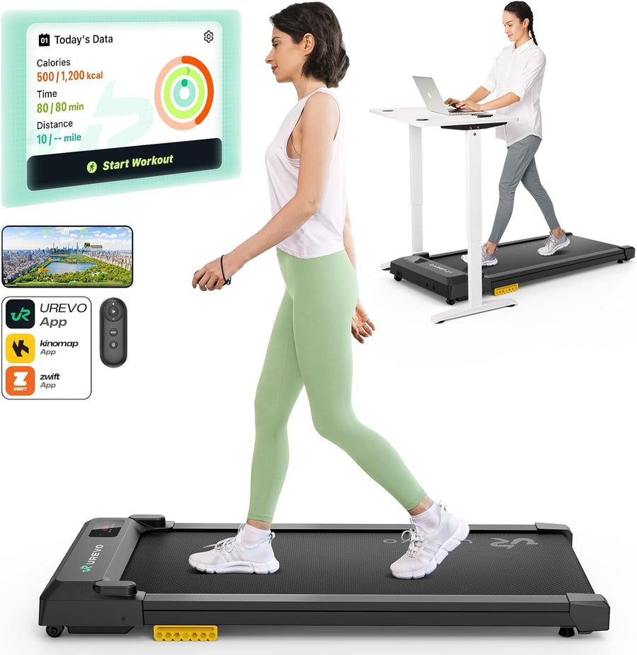 Compact 3-in-1 Under Desk Treadmill | Portable, Quiet, Shock Absorbing