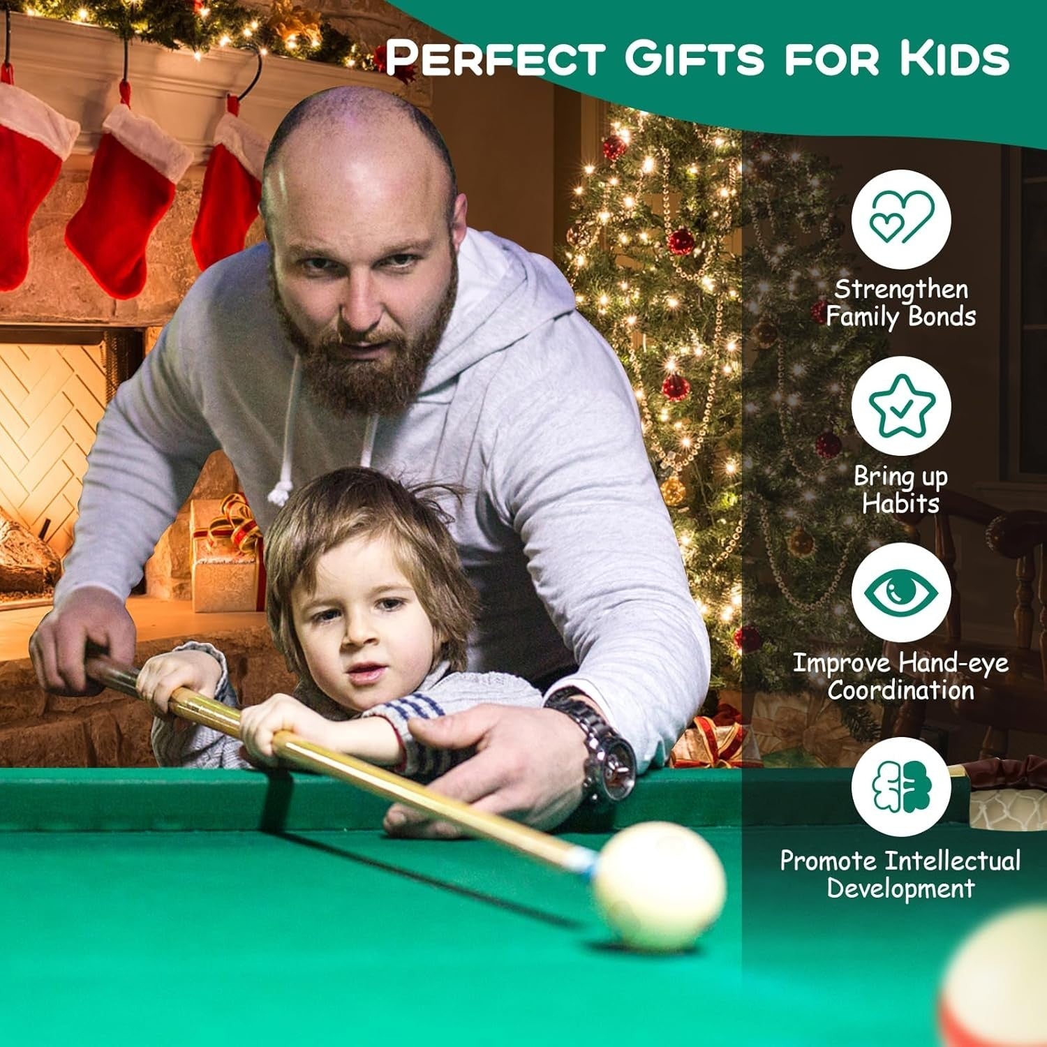 4FT Folding Pool Table Portable Billiards Set w Cues Balls Chalk