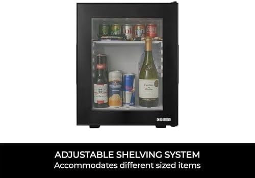 35L Black Corby Eton Mini Fridge Glass Door Tabletop Cooler LED