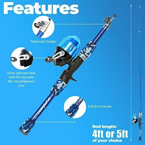 Kids Fishing Rod Reel Combo Starter Set with Tackle Box 4-5ft Beginner Kit