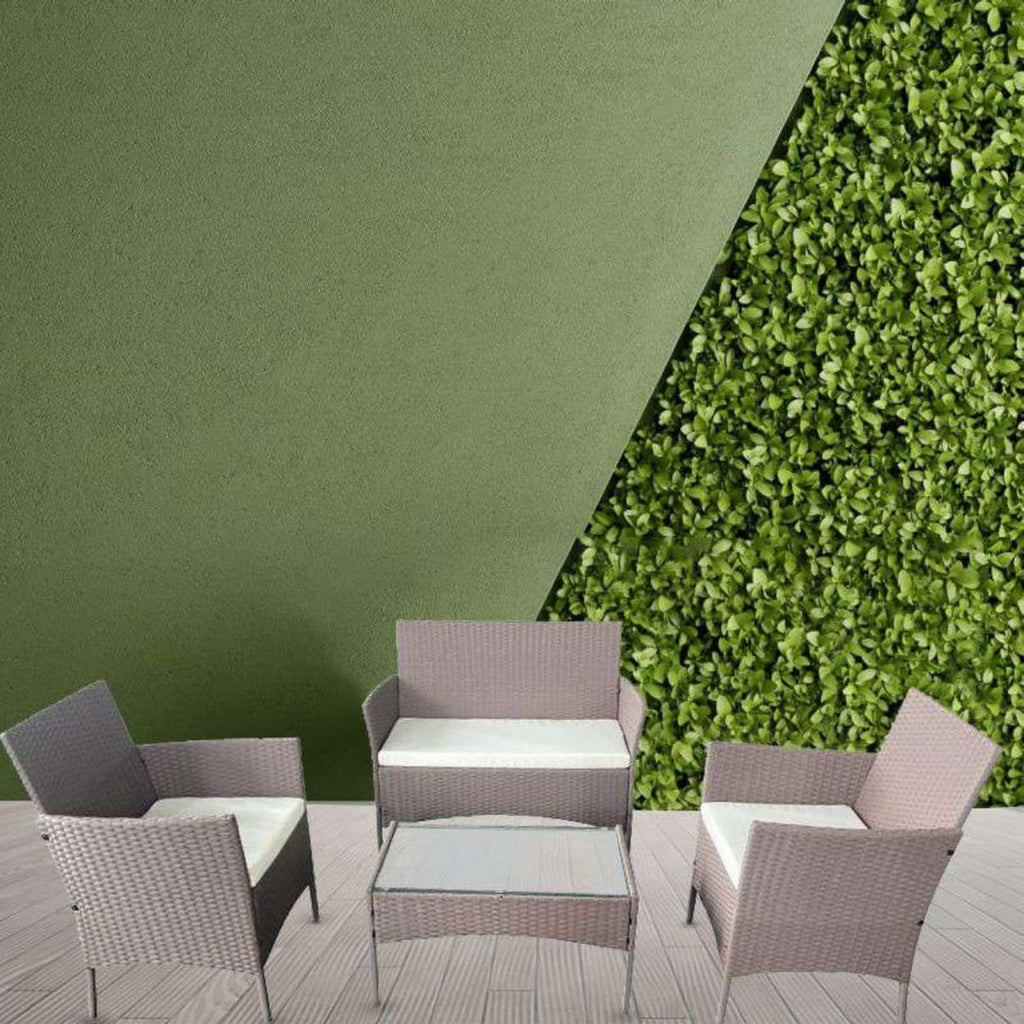 4PC Rattan Garden Furniture Set Outdoor Sofa Chairs Table Patio Set