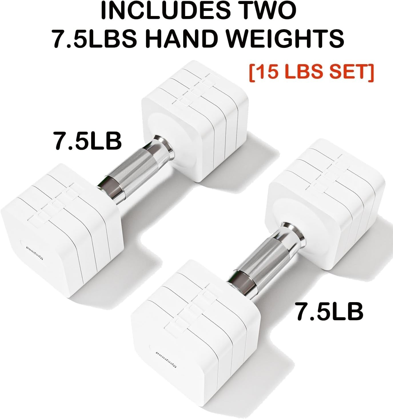15LB Adjustable Dumbbell Set Pair 4-in-1 Anti-Roll Home Gym Hand Weights