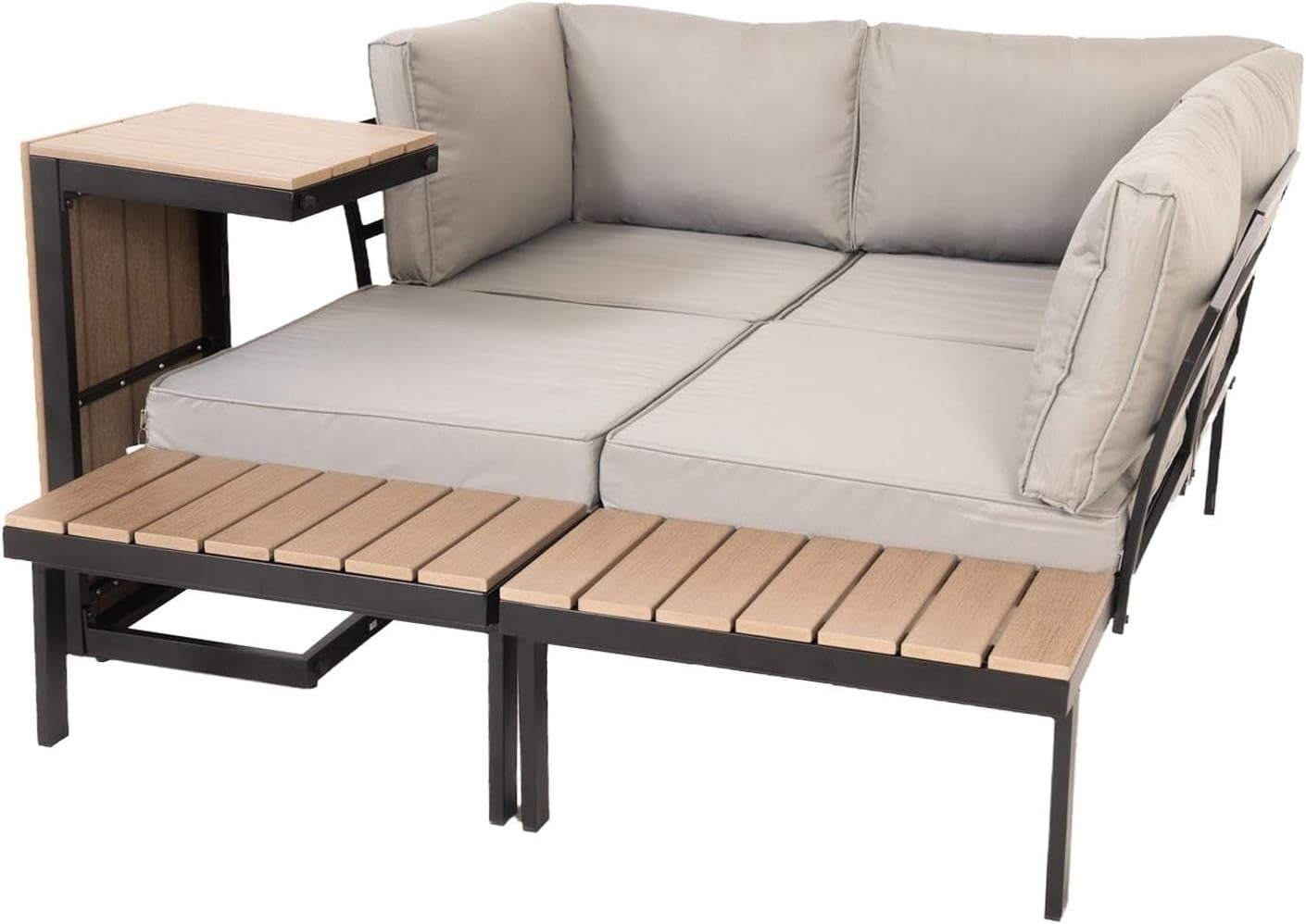 4 Seater Modular Outdoor Garden Corner Sofa Set with Table & Cushions