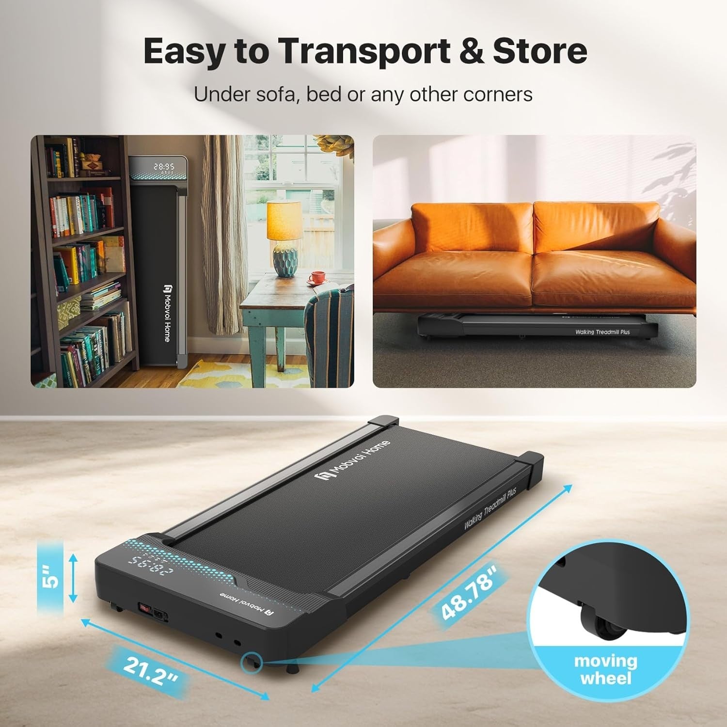 Under Desk Treadmill 2-in-1 Walking & Running Machine 6KMH Portable