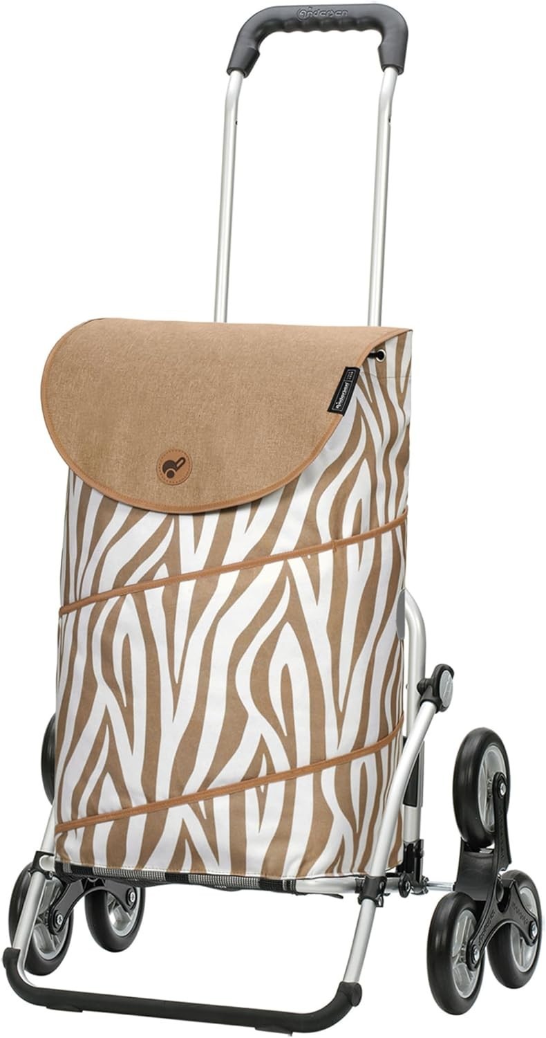 Foldable Stair Climber Shopping Trolley 46L Aluminium Zebra Print