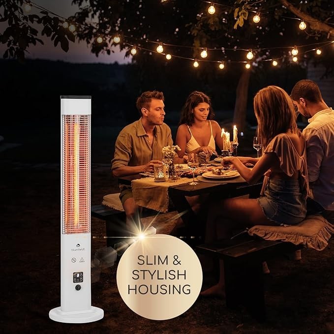 Outdoor Infrared Heater 1200W Floor Standing Radiant Heat 3 Levels Remote Timer