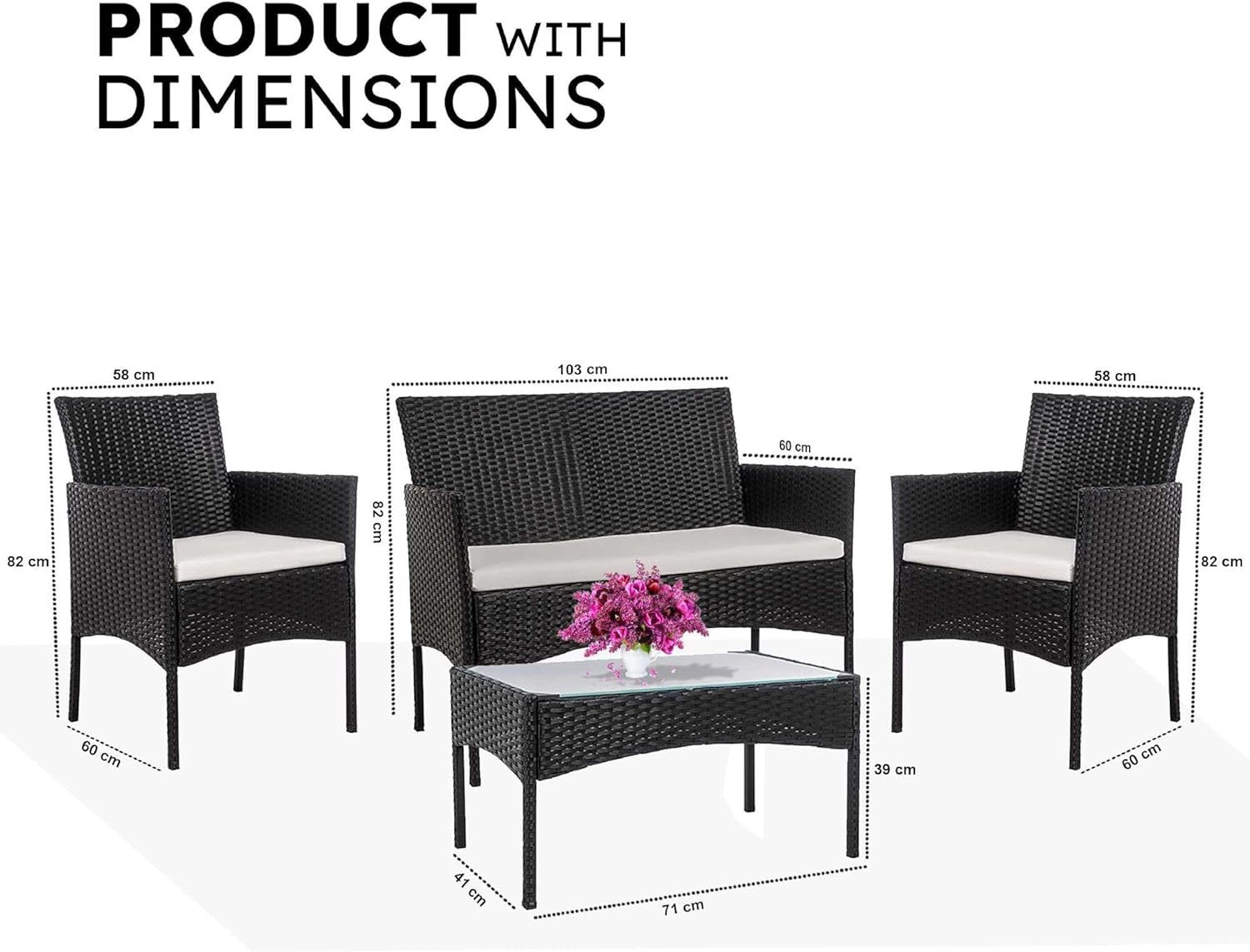 Rattan Garden Furniture Set 4 Seater Outdoor Sofa Chairs Table Patio