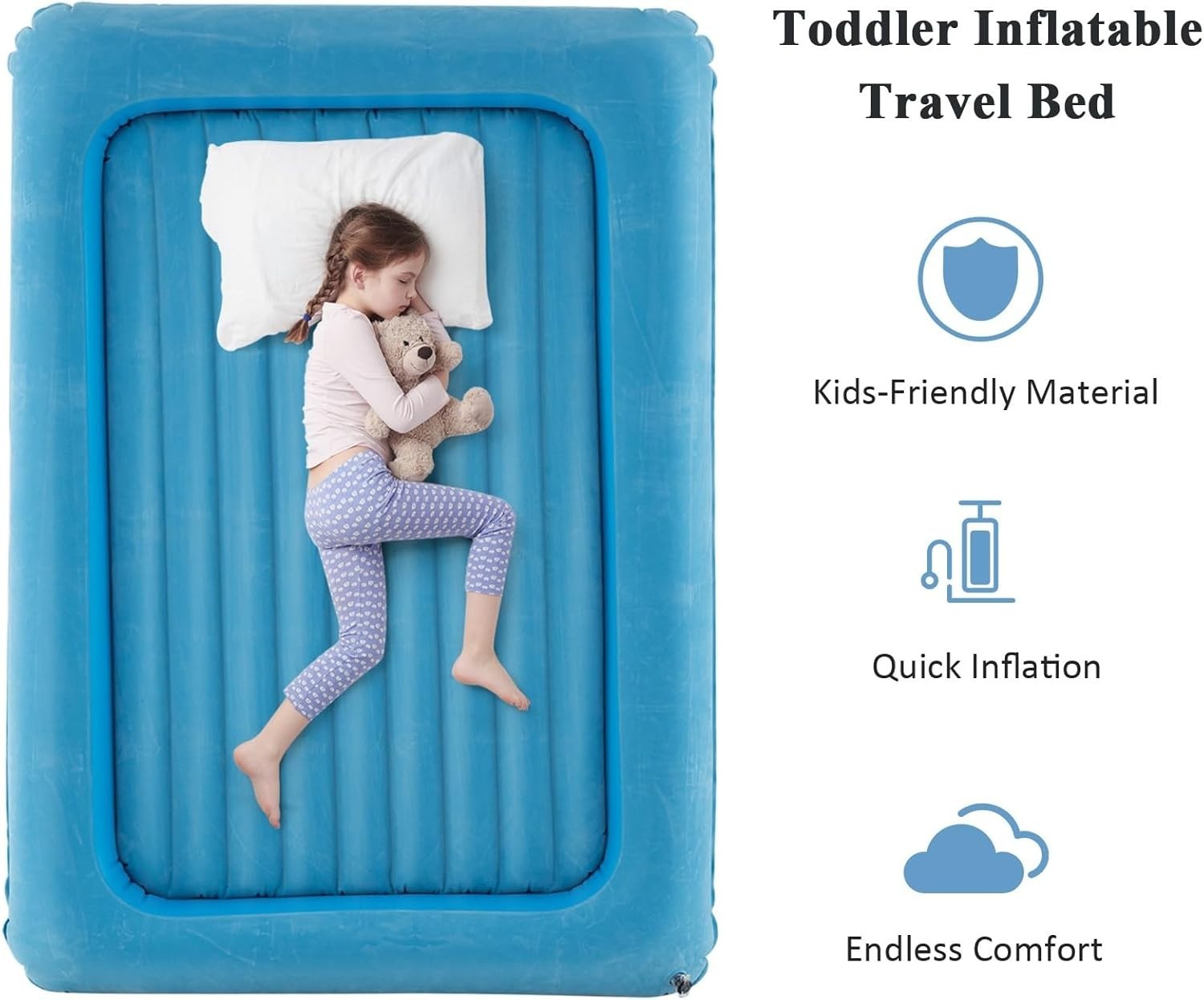 Kids Inflatable Travel Bed with Electric Pump | Portable Air Mattress for Campin