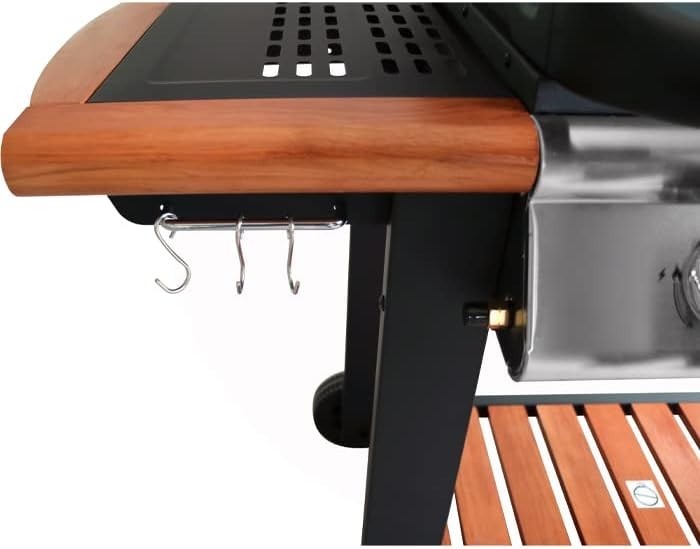 4 Burner Gas BBQ Grill with Side Shelves Heavy Duty Outdoor Garden Party Set