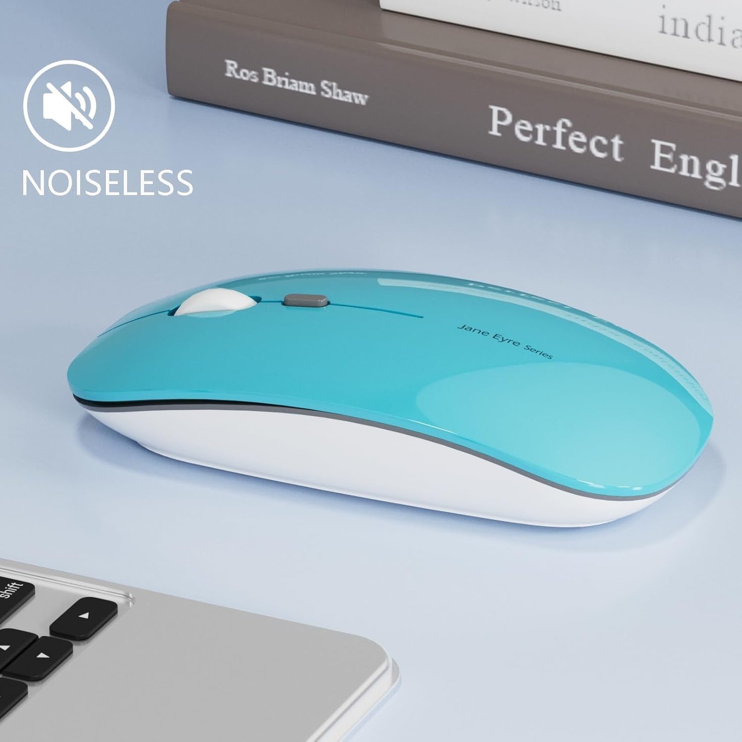 Rechargeable Wireless Mouse Silent Slim 2.4G 1600 DPI Blue