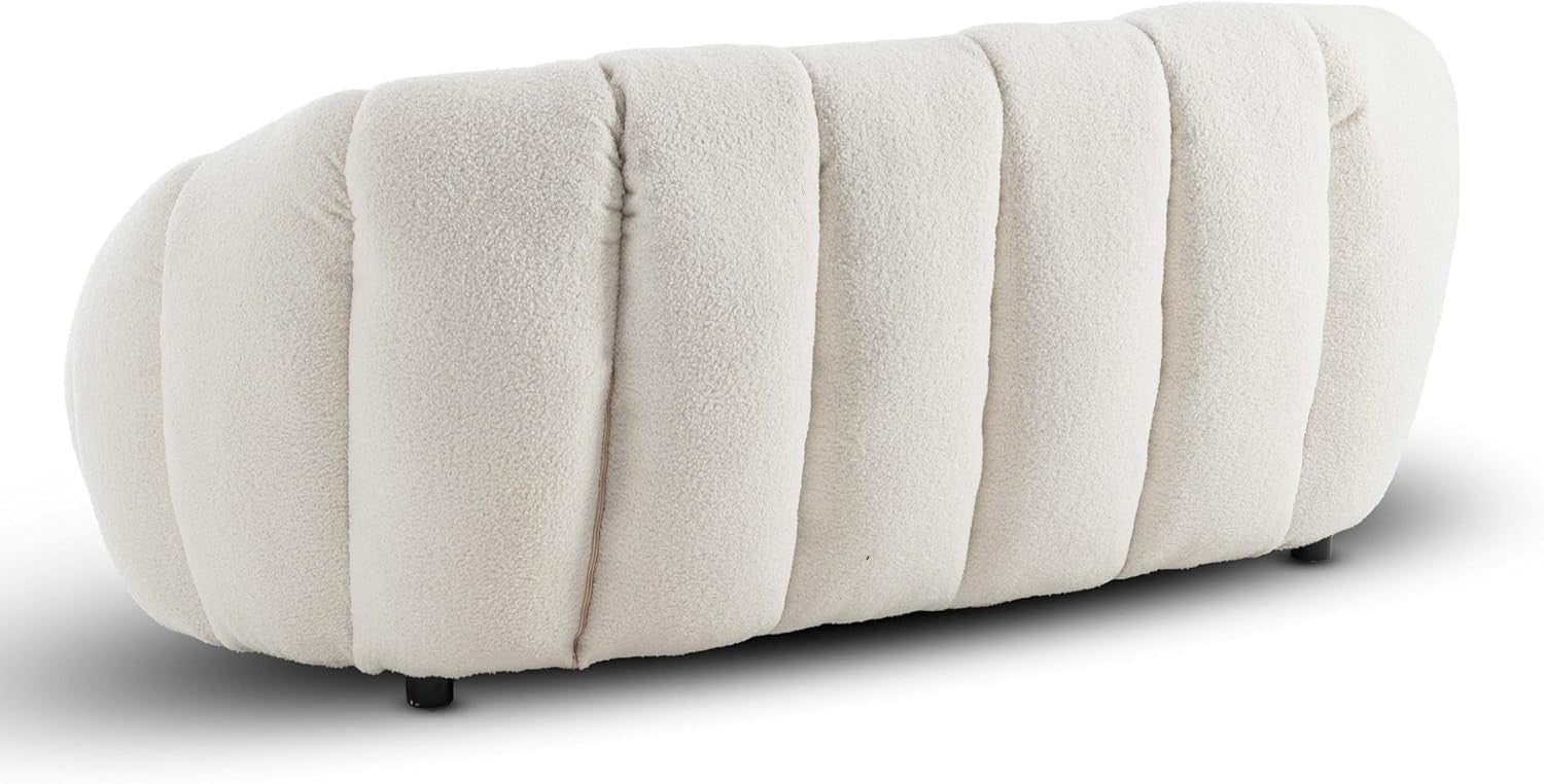 White Boucle 2 Seater Sofa Modern Tufted Teddy Fabric Couch for Living Room